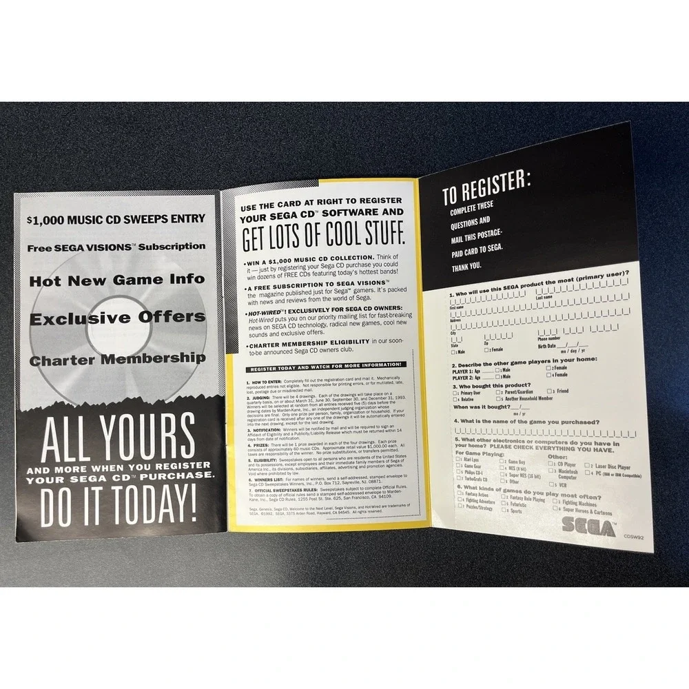 Double Switch Instruction Booklet Manual Only Sega CD 1993